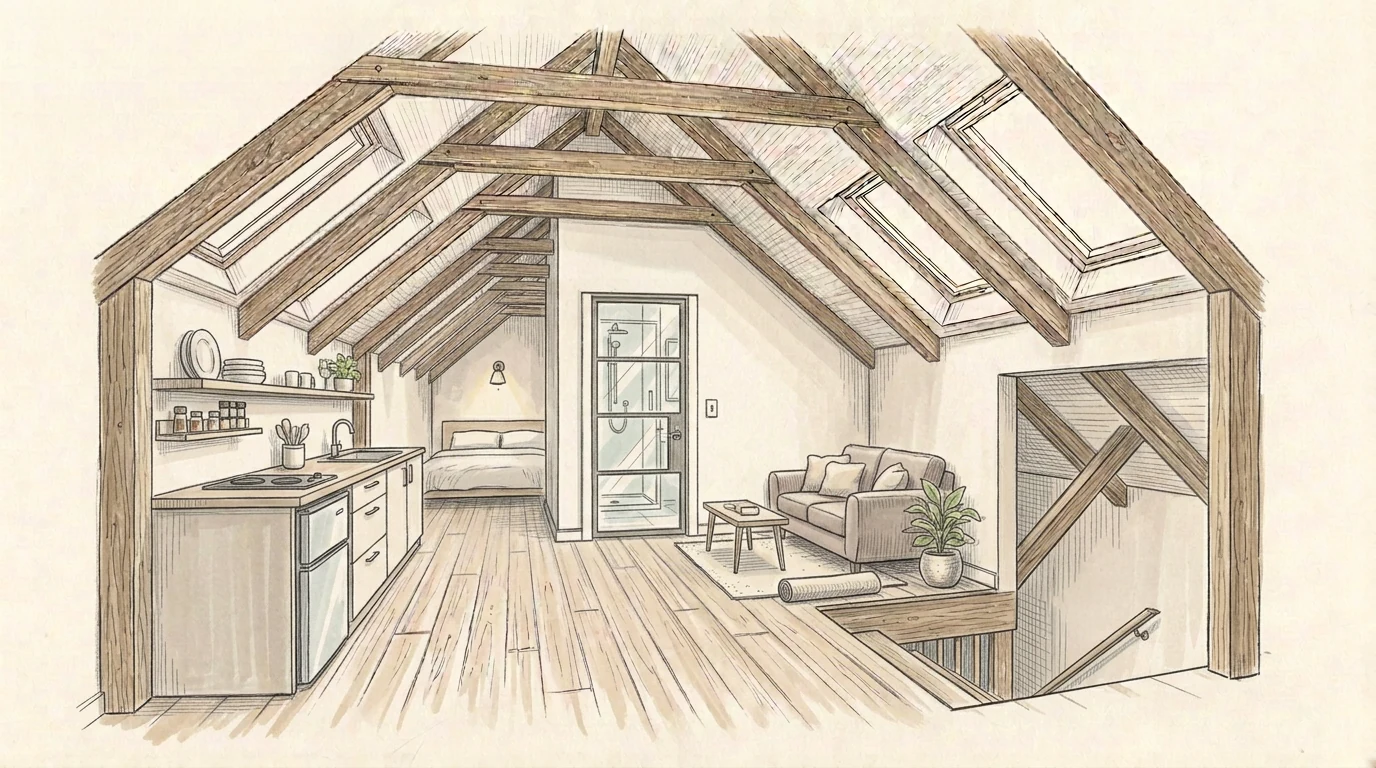 Old Ottawa South rental loft attic Ottawa, pencil sketch
