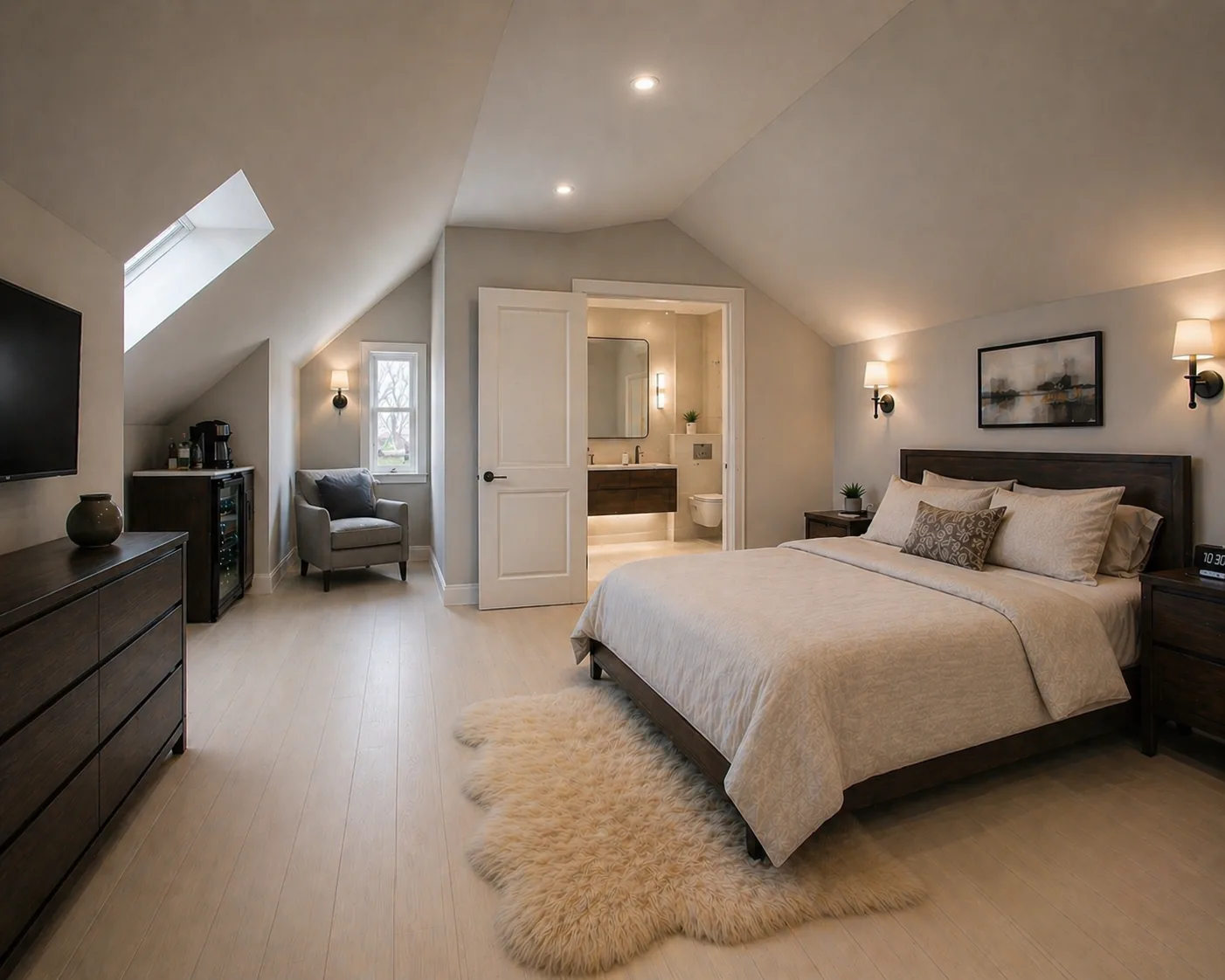 Attic guest suite Ottawa with ensuite bathroom and sitting area