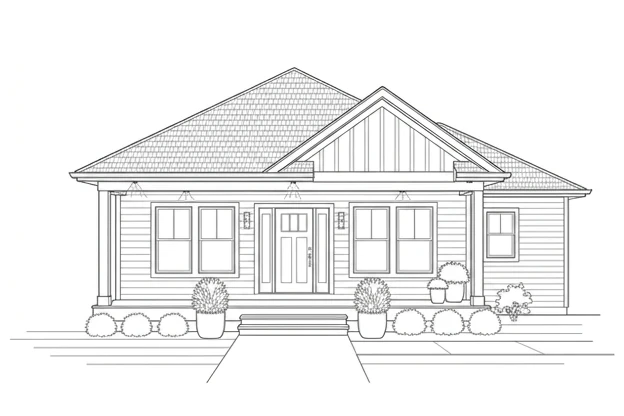 Detailed one-storey coach home elevation, Premium tier, Ottawa