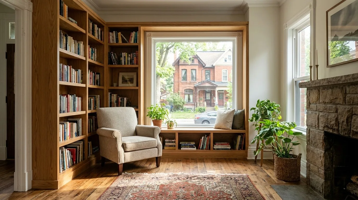 Renovated living room before and after in Ottawa by Dream Touch Renovations