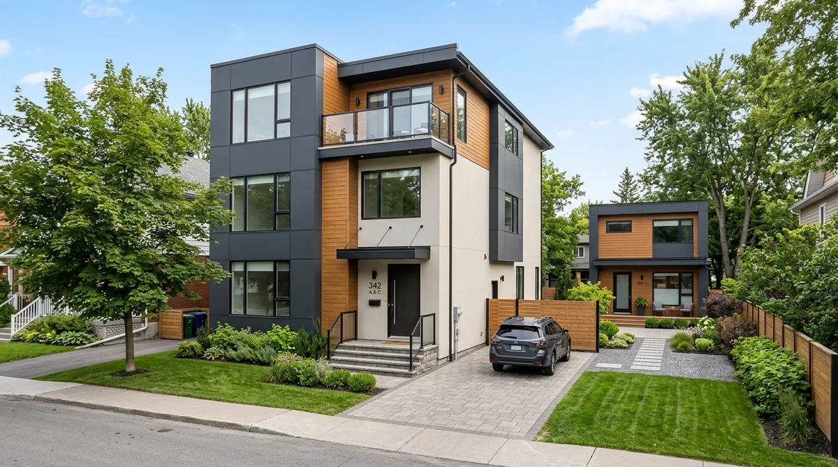 Ottawa fourplex with main home and backyard coach home