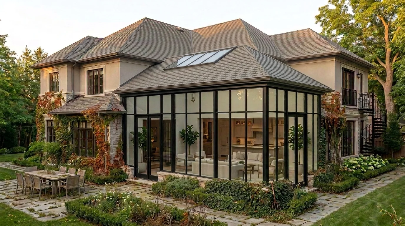 Cathedral solarium sunroom Ottawa Glebe dusk heritage