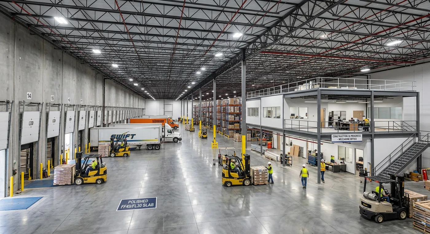 Multi-dock distribution warehouse interior in Ottawa by Dream Touch Renovations